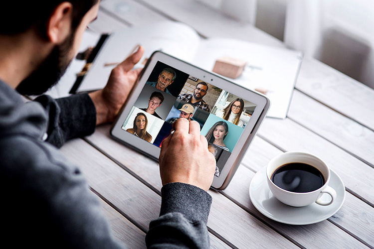 Web conference with other people in drug and alcohol treatment